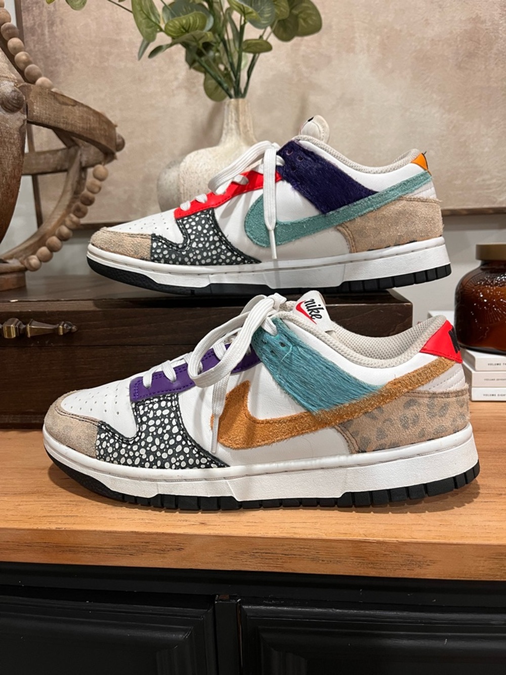 Nike Dunk Low “Animal Mix” style sneakers – women’s size 8.5